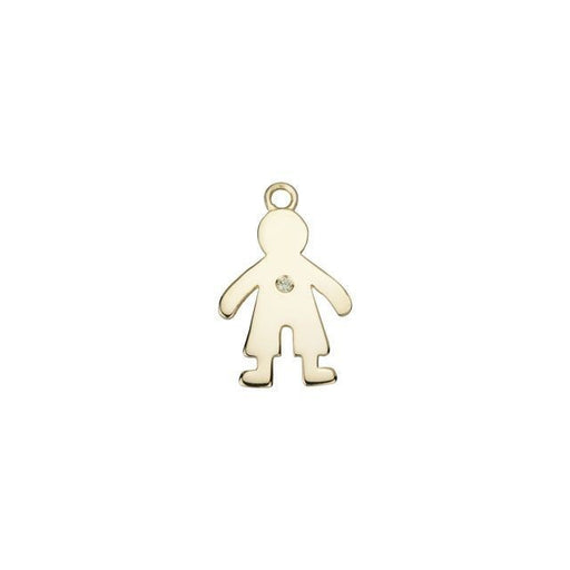 Charm, Kid Boy with Sunny Yellow Diamond 18x11mm, Gold Plated (1 Piece)