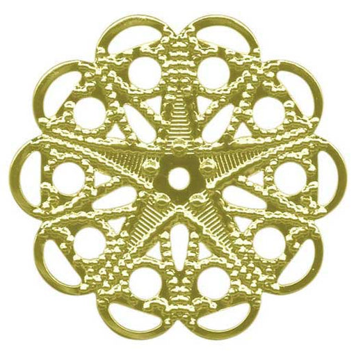25mm Raw Brass Filigree, 25mm Round (12 Pieces)