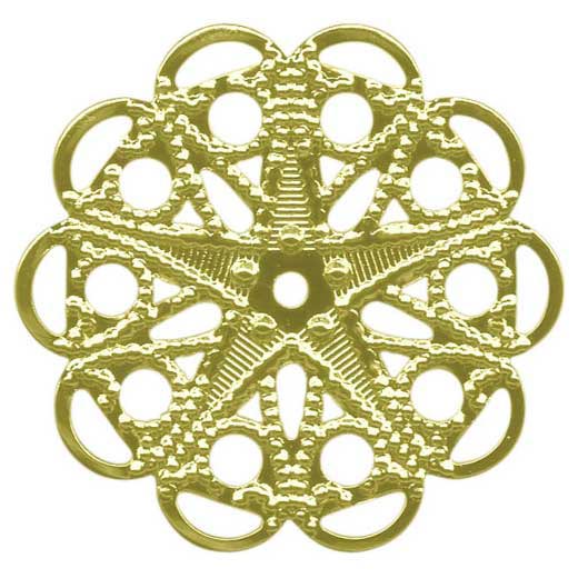 25mm Raw Brass Filigree, 25mm Round (12 Pieces)