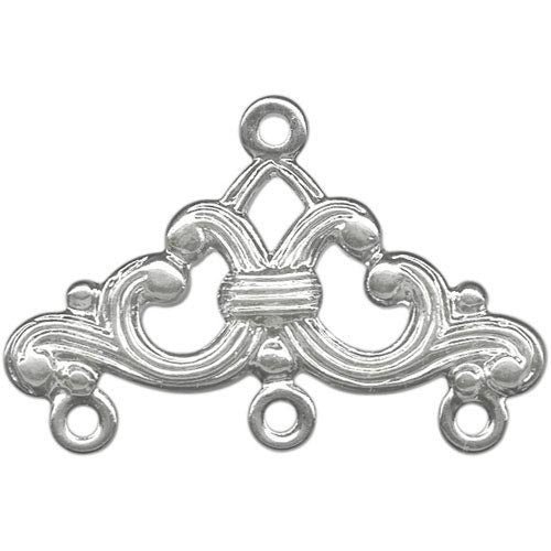 17x25mm White Rhodium Plated Triangle Filigree