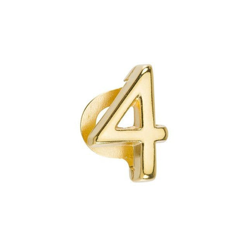 Regaliz Number Slider Bead, for 10mm Flat Leather Cord Number '4', Gold Plated (1 Piece)