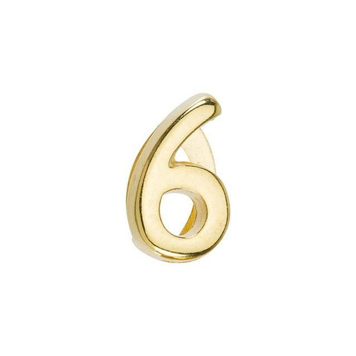 Regaliz Number Slider Bead, for 10mm Flat Leather Cord Number '6 or 9', Gold Plated (1 Piece)