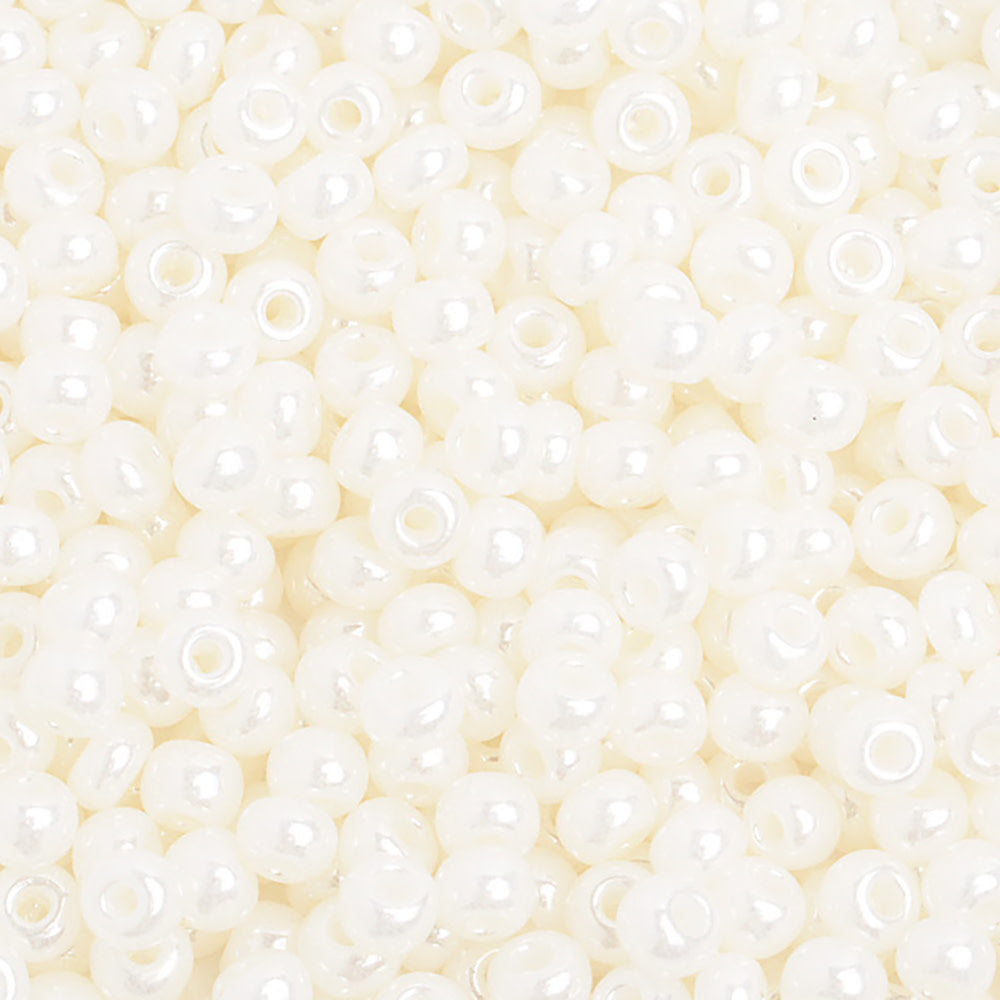 Preciosa Czech Glass, 6/0 Round Pony Seed Bead, Opaque Pearl Ceylon (1 Tube)