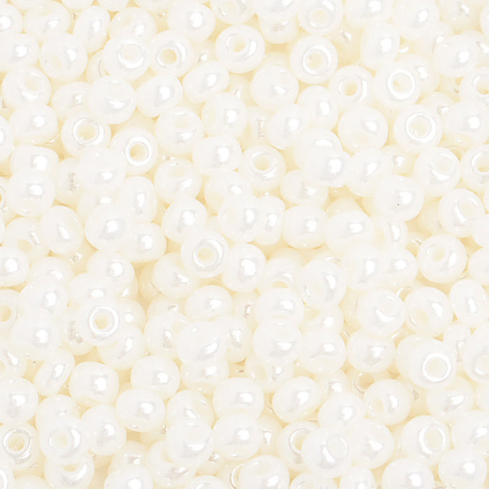 Preciosa Czech Glass, 6/0 Round Pony Seed Bead, Opaque Pearl Ceylon (1 Tube)