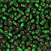Preciosa Czech Glass, 6/0 Round Pony Seed Bead, Silver Lined Transparent Green (1 Tube)