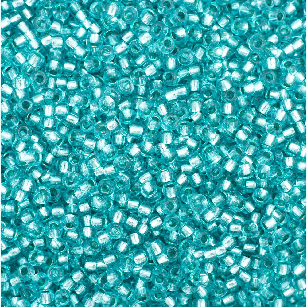 Preciosa Czech Glass, 11/0 Round Seed Bead, Silver Lined Green Dyed (1 Tube)
