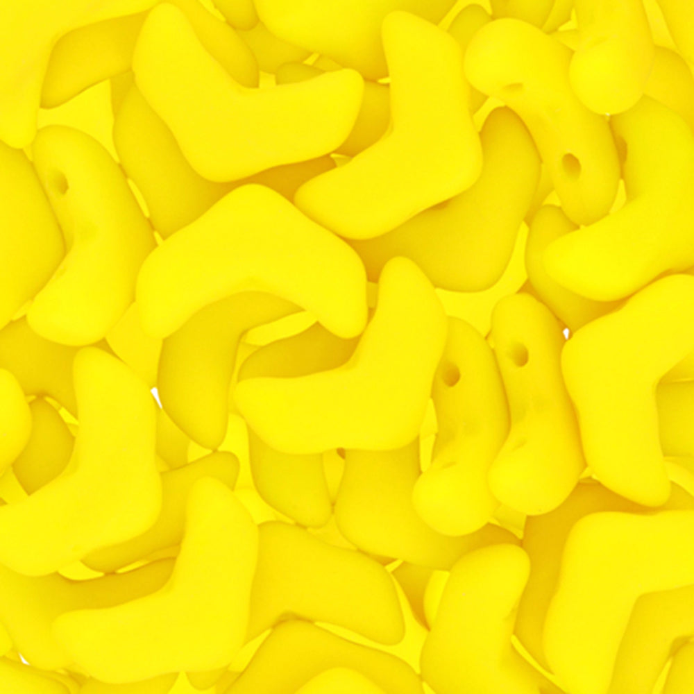 Czech Glass, 2-Hole Chevron Beads 10x4mm, Opaque Yellow (1 Strand)