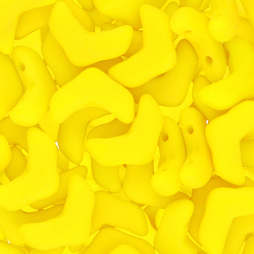 Czech Glass, 2-Hole Chevron Beads 10x4mm, Opaque Yellow (1 Strand)