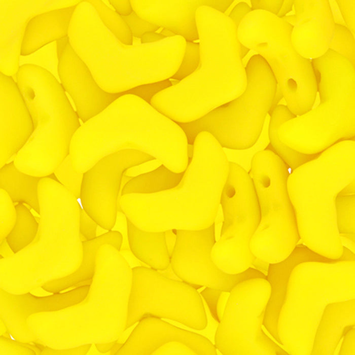 Czech Glass, 2-Hole Chevron Beads 10x4mm, Opaque Yellow (1 Strand)