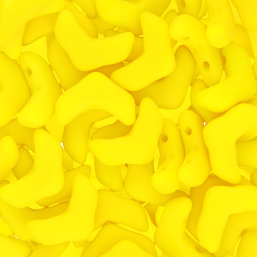 Czech Glass, 2-Hole Chevron Beads 10x4mm, Matte Opaque Yellow (1 Strand)