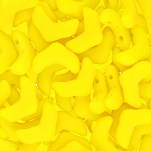 Czech Glass, 2-Hole Chevron Beads 10x4mm, Matte Opaque Yellow (1 Strand)