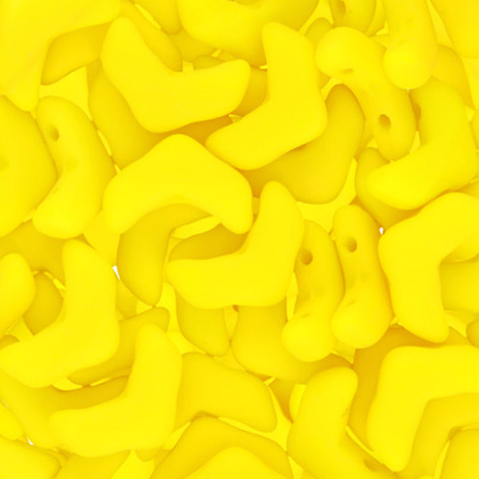 Czech Glass, 2-Hole Chevron Beads 10x4mm, Matte Opaque Yellow (1 Strand)
