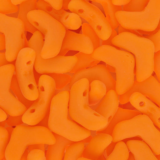 Czech Glass, 2-Hole Chevron Beads 10x4mm, Matte Opaque Orange (1 Strand)