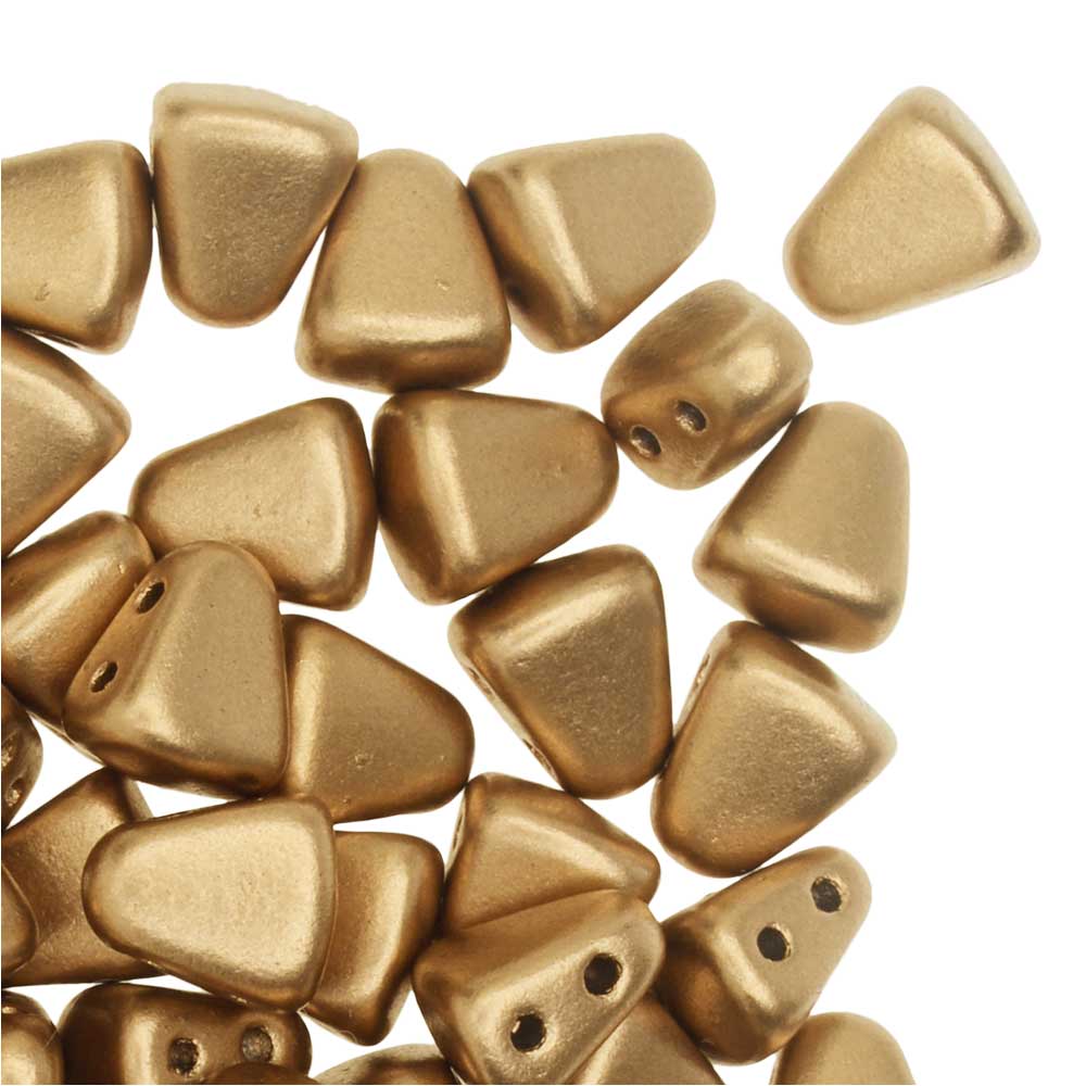 Czech Glass Matubo, Triangular 2-Hole Nib-Bit Beads 5.5x6mm, Matte - Metallic Flax (2.5" Tube)