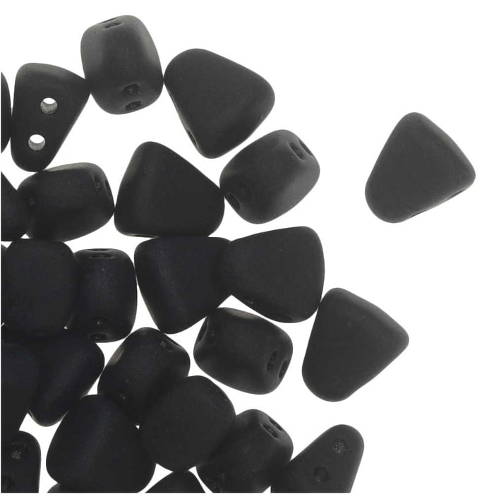 Czech Glass Matubo, Triangular 2-Hole Nib-Bit Beads 5.5x6mm, Matte - Jet (2.5" Tube)