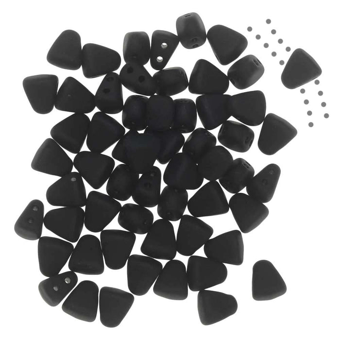 Czech Glass Matubo, Triangular 2-Hole Nib-Bit Beads 5.5x6mm, Matte - Jet (2.5" Tube)
