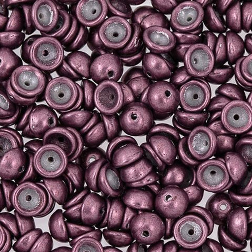 Czech Glass, Domed Teacup Beads 4x2mm, Saturated Metallic Red Pear (2.5" Tube)