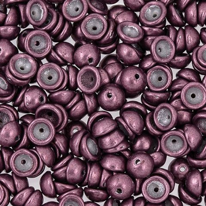 Czech Glass, Domed Teacup Beads 4x2mm, Saturated Metallic Red Pear (2.5" Tube)