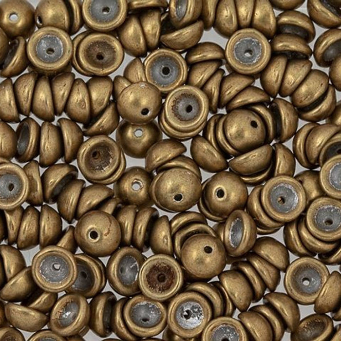 Czech Glass, Domed Teacup Beads 4x2mm, Saturated Metallic Ceylon Yellow (2.5" Tube)