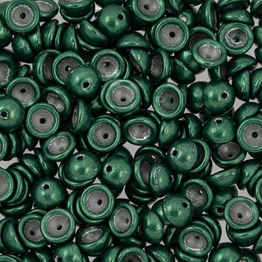 Czech Glass, Domed Teacup Beads 4x2mm, Saturated Metallic Martini Olive (2.5" Tube)