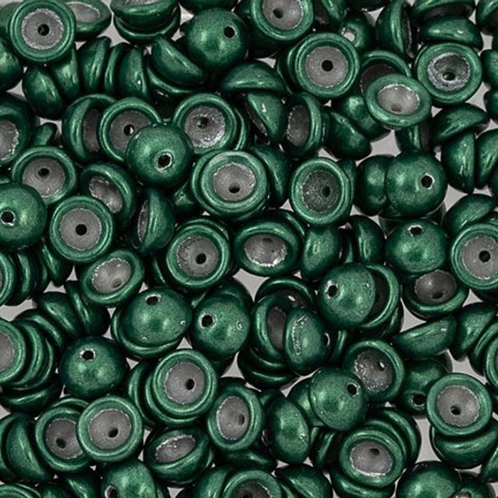 Czech Glass, Domed Teacup Beads 4x2mm, Saturated Metallic Martini Olive (2.5" Tube)