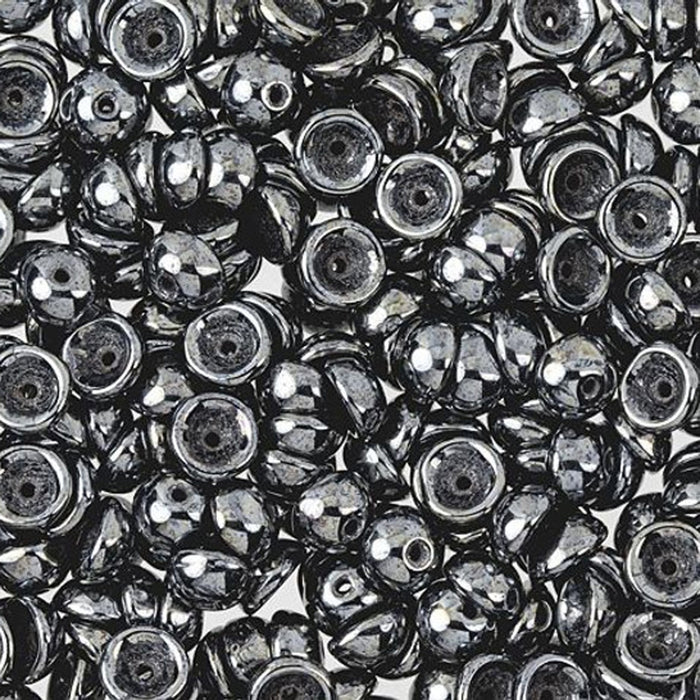 Czech Glass, Domed Teacup Beads 4x2mm, Hematite (2.5" Tube)