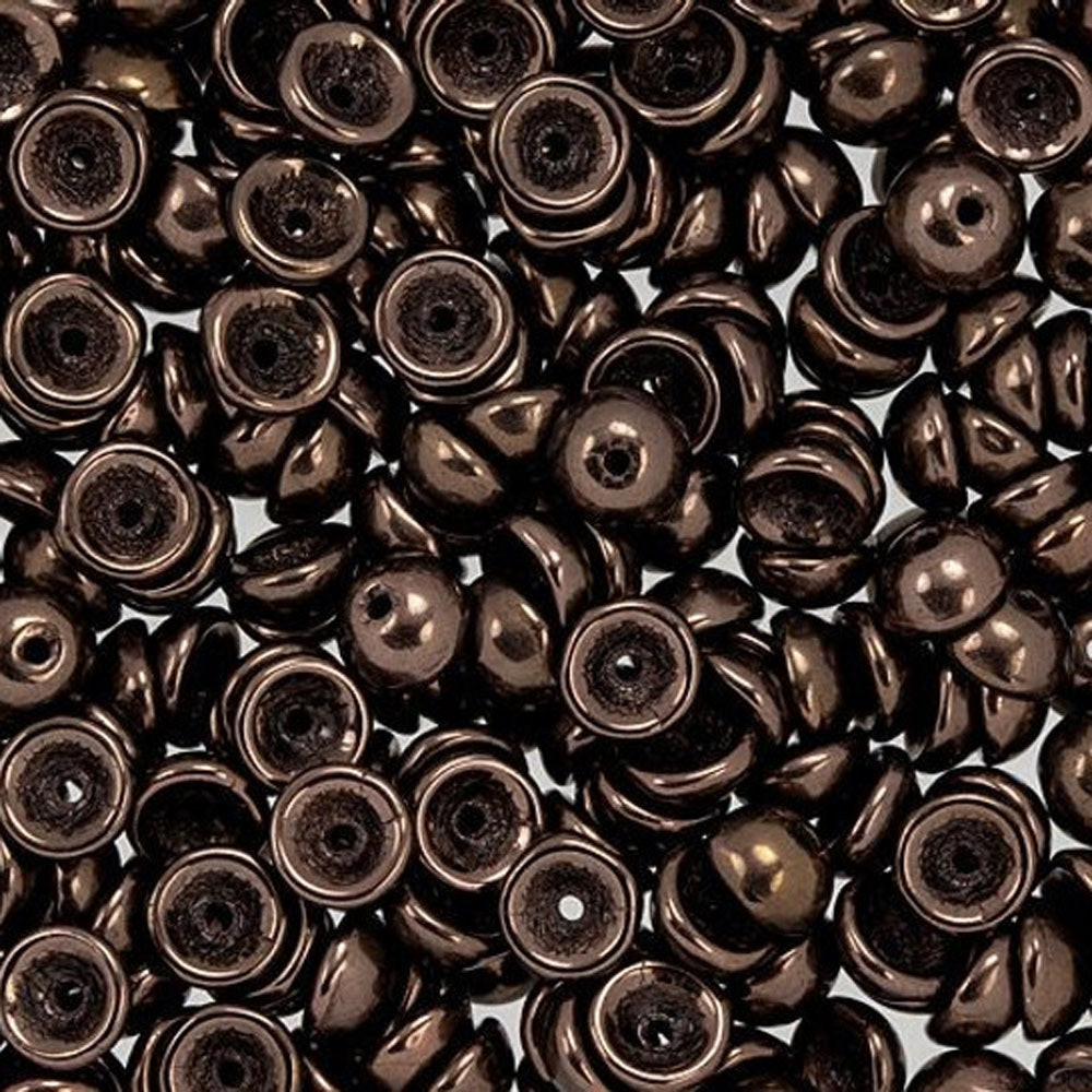 Czech Glass, Domed Teacup Beads 4x2mm, Dark Bronze (2.5" Tube)