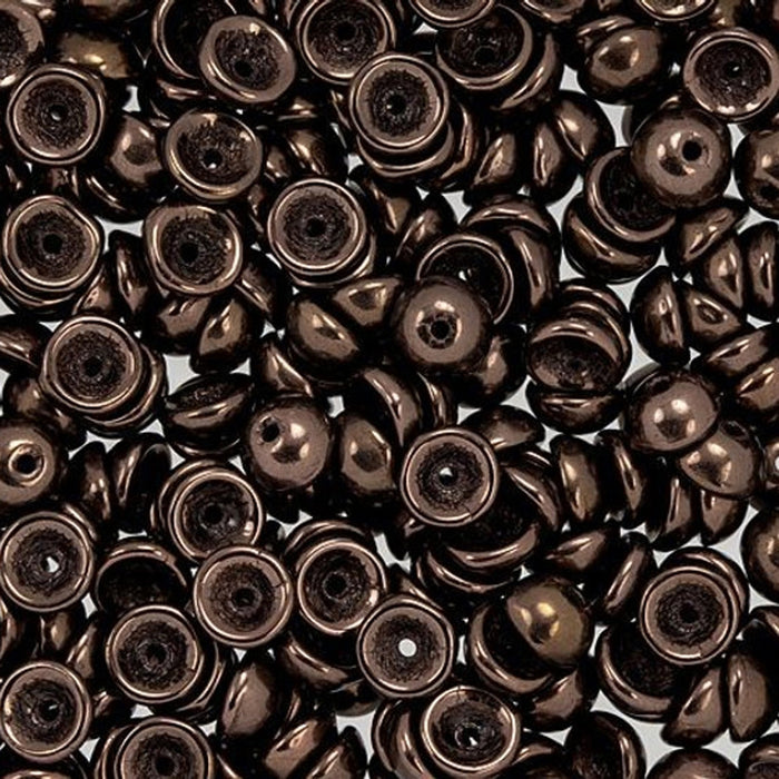 Czech Glass, Domed Teacup Beads 4x2mm, Dark Bronze (2.5" Tube)