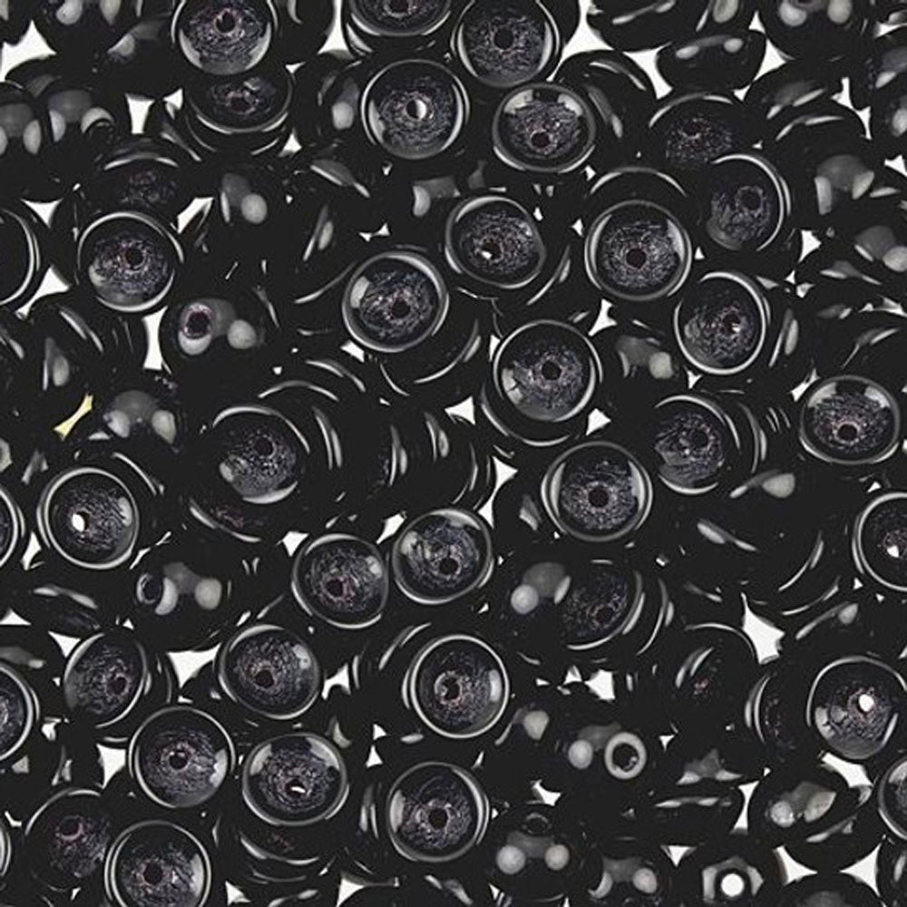 Czech Glass, Domed Teacup Beads 4x2mm, Jet (2.5" Tube)