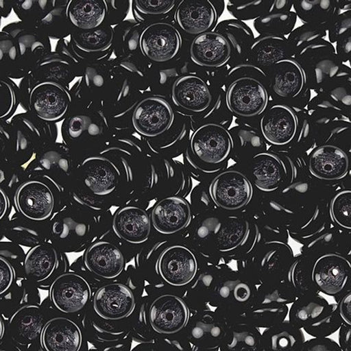 Czech Glass, Domed Teacup Beads 4x2mm, Jet (2.5" Tube)