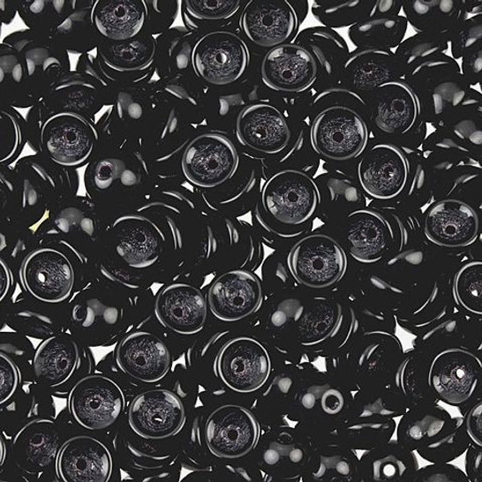 Czech Glass, Domed Teacup Beads 4x2mm, Jet (2.5" Tube)