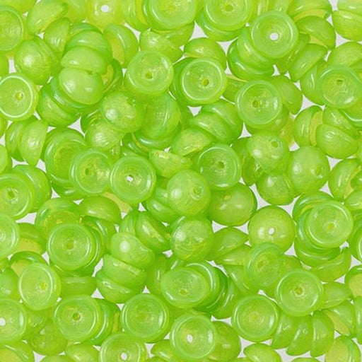 Czech Glass, Domed Teacup Beads 4x2mm, Milky Dark Peridot (2.5" Tube)