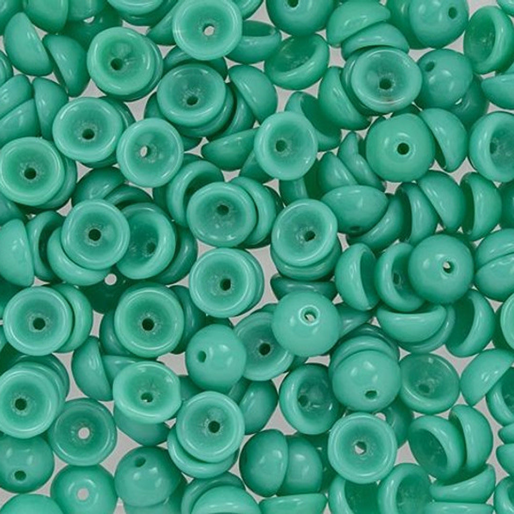 Czech Glass, Domed Teacup Beads 4x2mm, Turquoise (2.5" Tube)