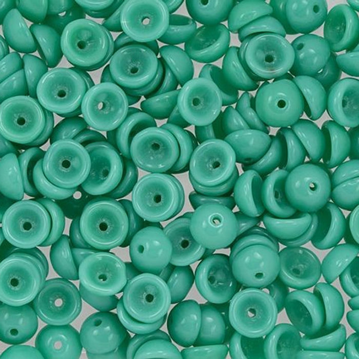 Czech Glass, Domed Teacup Beads 4x2mm, Turquoise (2.5" Tube)
