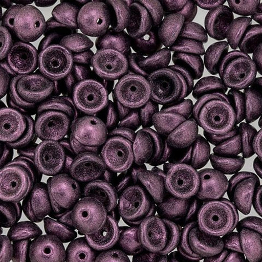 Czech Glass, Domed Teacup Beads 4x2mm, Metallic Suede - Pink (2.5" Tube)