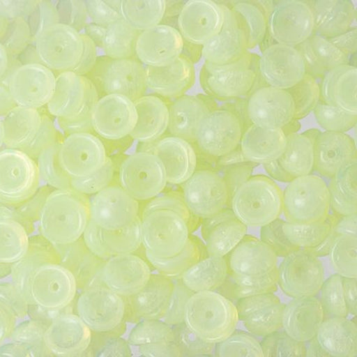 Czech Glass, Domed Teacup Beads 4x2mm, Milky Jonquil (2.5" Tube)