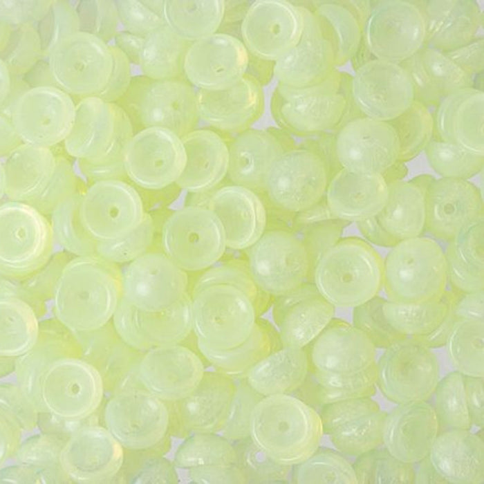 Czech Glass, Domed Teacup Beads 4x2mm, Milky Jonquil (2.5" Tube)