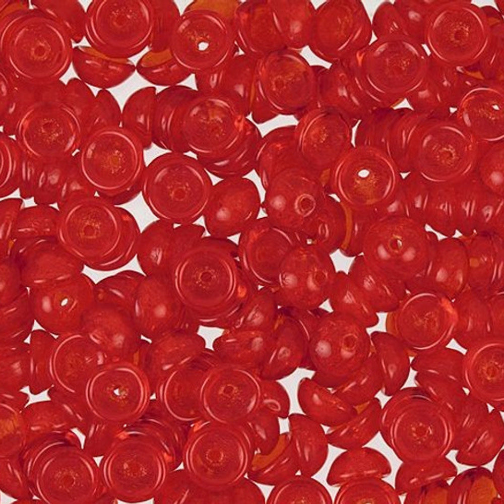 Czech Glass, Domed Teacup Beads 4x2mm, Siam Ruby (2.5" Tube)