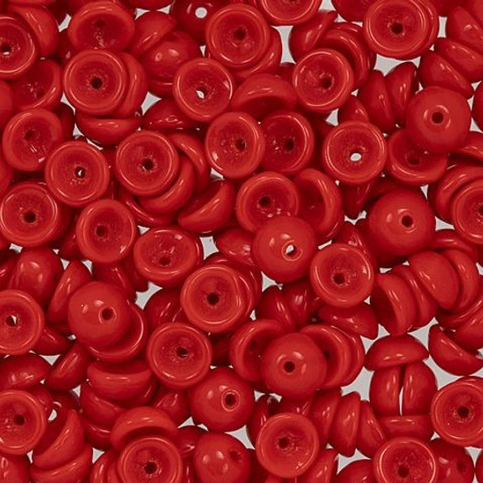 Czech Glass, Domed Teacup Beads 4x2mm, Opaque Red (2.5" Tube)