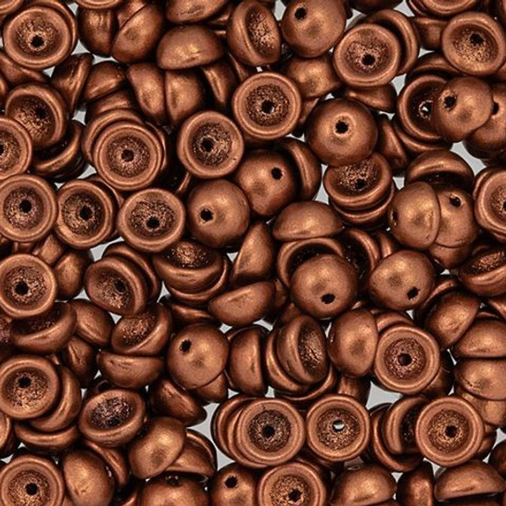 Czech Glass, Domed Teacup Beads 4x2mm, Matte - Metallic Antique Copper (2.5" Tube)