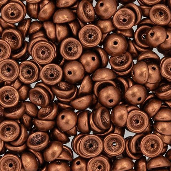 Czech Glass, Domed Teacup Beads 4x2mm, Matte - Metallic Antique Copper (2.5" Tube)