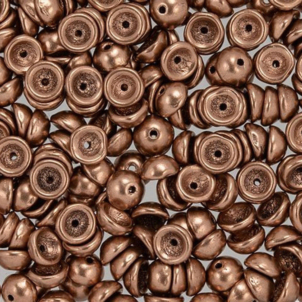 Czech Glass, Domed Teacup Beads 4x2mm, Matte - Metallic Bronze Copper (2.5" Tube)