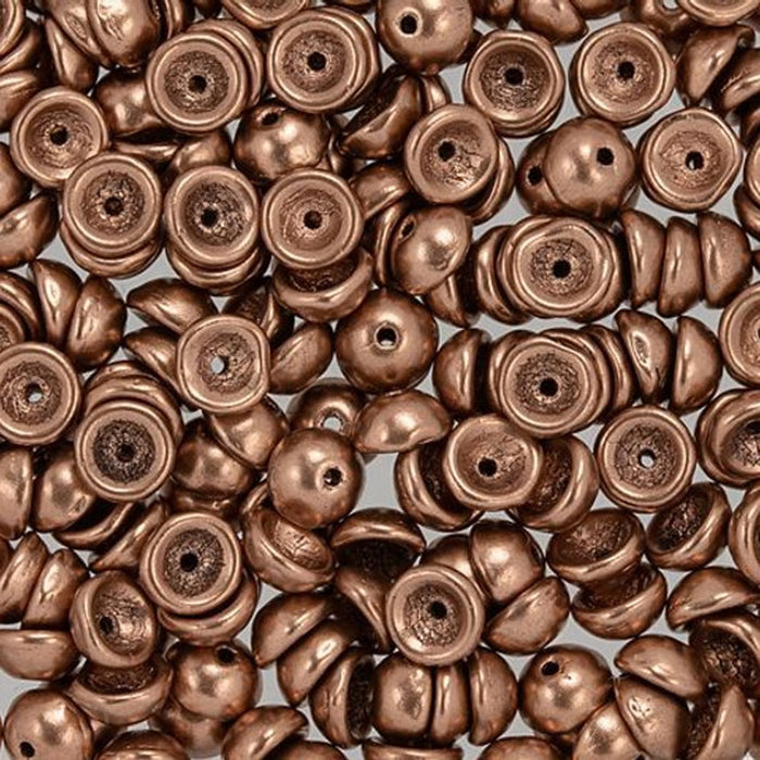 Czech Glass, Domed Teacup Beads 4x2mm, Matte - Metallic Bronze Copper (2.5" Tube)