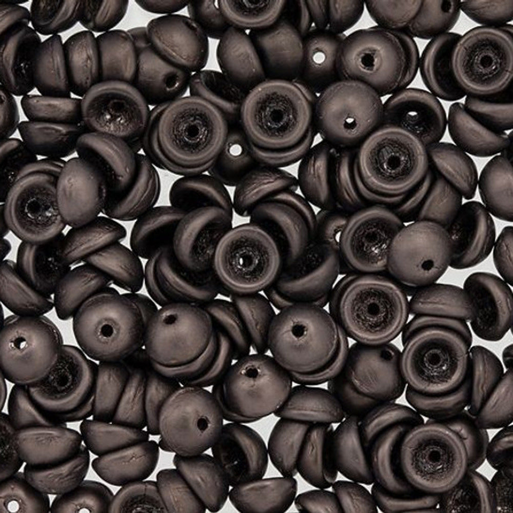 Czech Glass, Domed Teacup Beads 4x2mm, Matte - Dark Bronze (2.5" Tube)