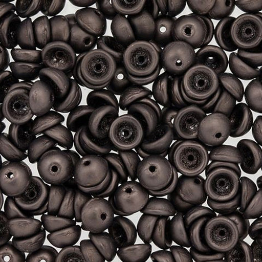 Czech Glass, Domed Teacup Beads 4x2mm, Matte - Dark Bronze (2.5" Tube)