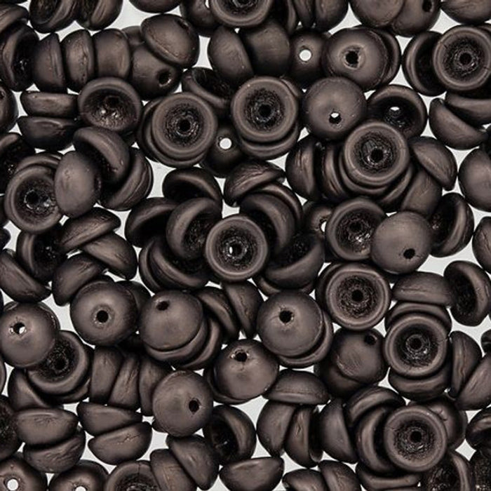 Czech Glass, Domed Teacup Beads 4x2mm, Matte - Dark Bronze (2.5" Tube)