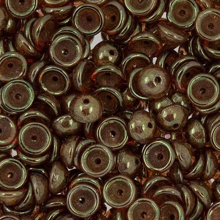 Czech Glass, Domed Teacup Beads 4x2mm, Luster - Opaque Rose/Gold Topaz (2.5" Tube)
