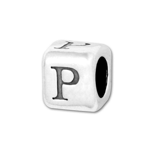 Alphabet Bead, Rounded Cube Letter "P" 4.5mm, Sterling Silver (1 Piece)