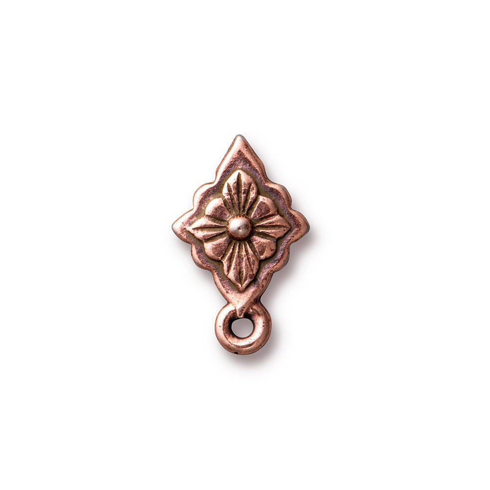 Earring Posts, Reina with Loop 16x10mm, Antiqued Copper Plated, by TierraCast (1 Pair)