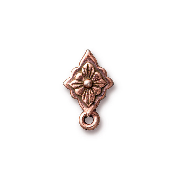 Earring Posts, Reina with Loop 16x10mm, Antiqued Copper Plated, by TierraCast (1 Pair)